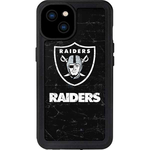 NFL Las Vegas Raiders Distressed iPhone 15 Plus Waterproof Case